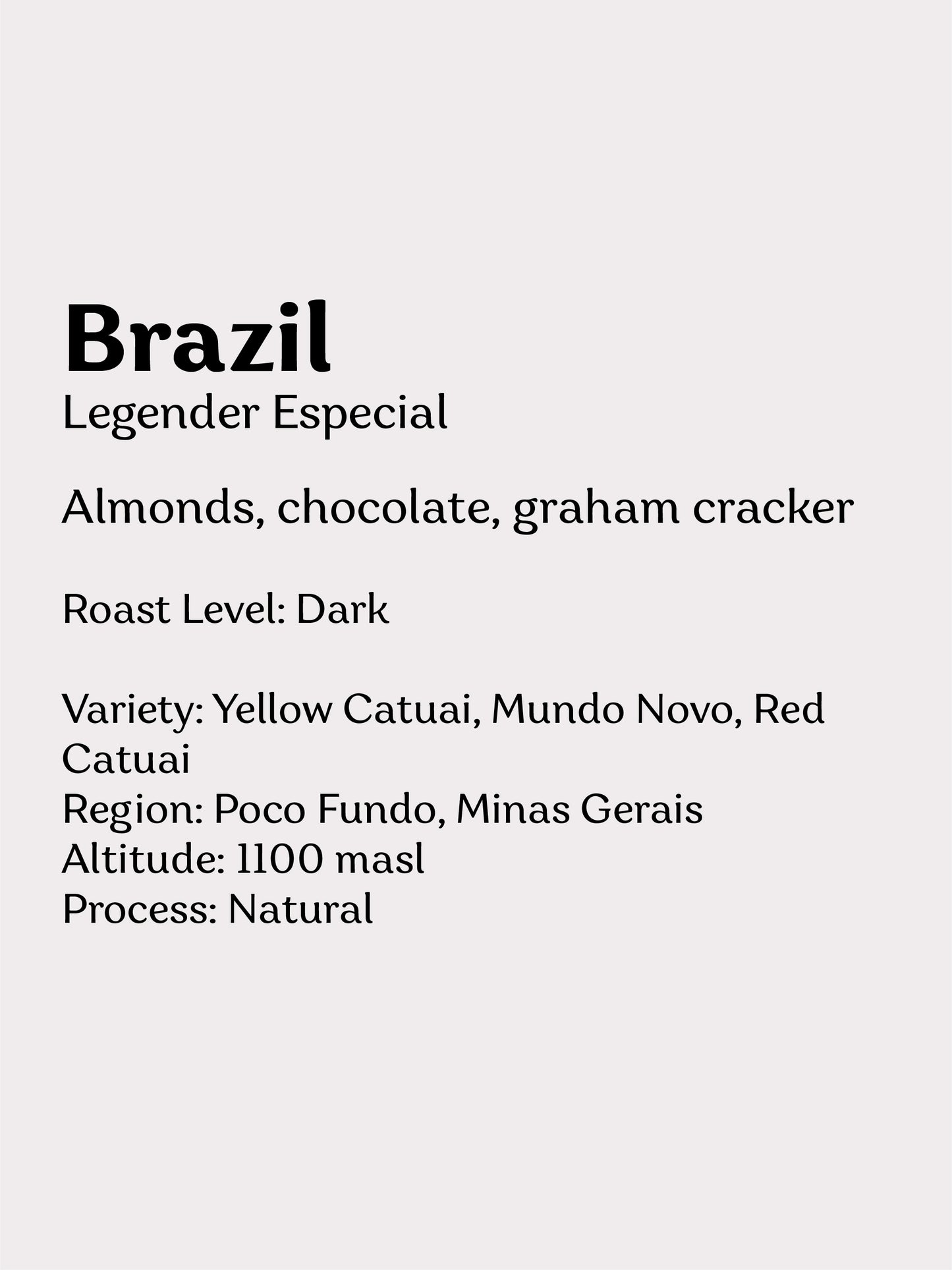 Brazil Natural Legender Especial - Espresso