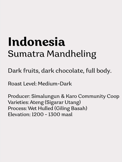 Indonesia Sumatra Mandheling - Wadi Coffee Roasters