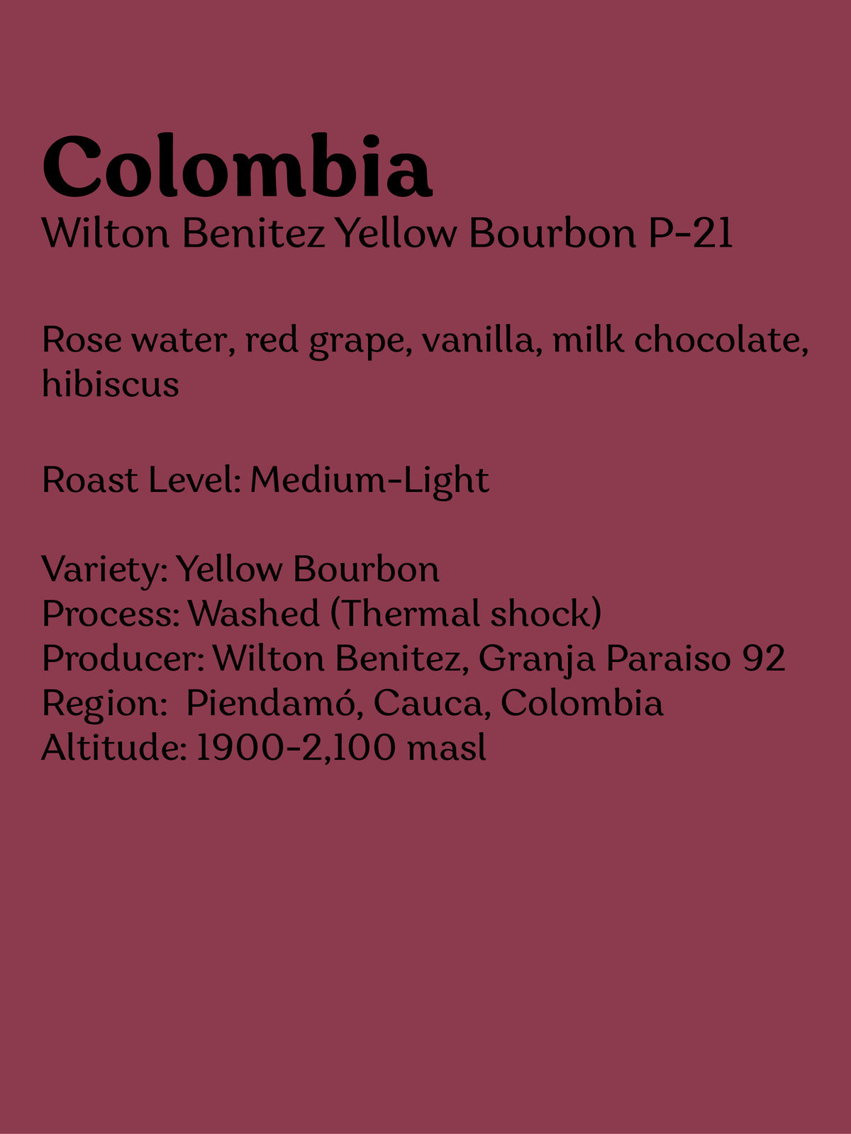 Colombia Paraíso 92 Yellow Bourbon P-21
