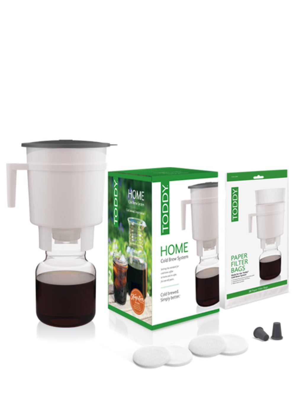 Wadi Coffee Roasters Toddy Home Cold Brew System Staycation Edition with brewing pitcher and accessories on countertop