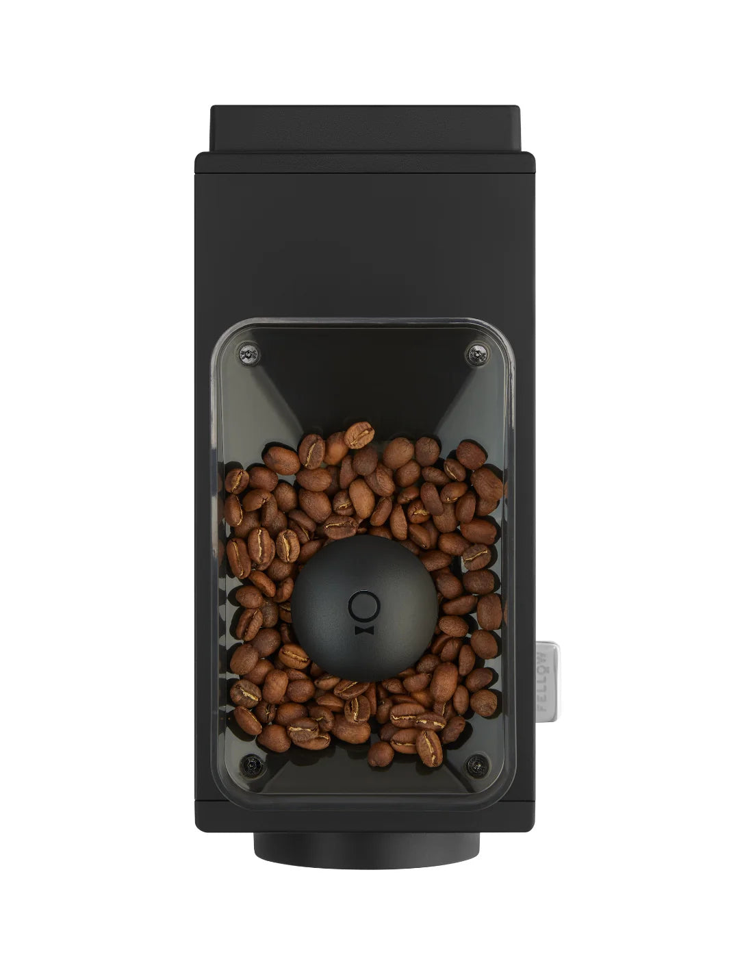 FELLOW Ode Brew Grinder Gen 2.0 in matte black with top view, compact electric coffee grinder for precise brewing by Wadi Coffee Roasters